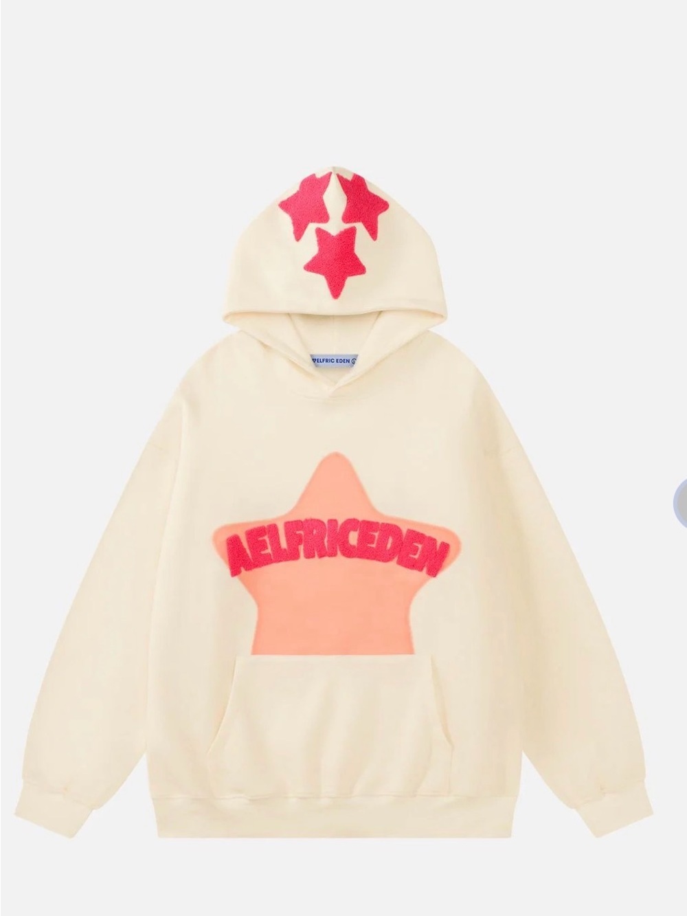 Aelfric Eden Cream Hoodie with Pink & Peach Star Motifs